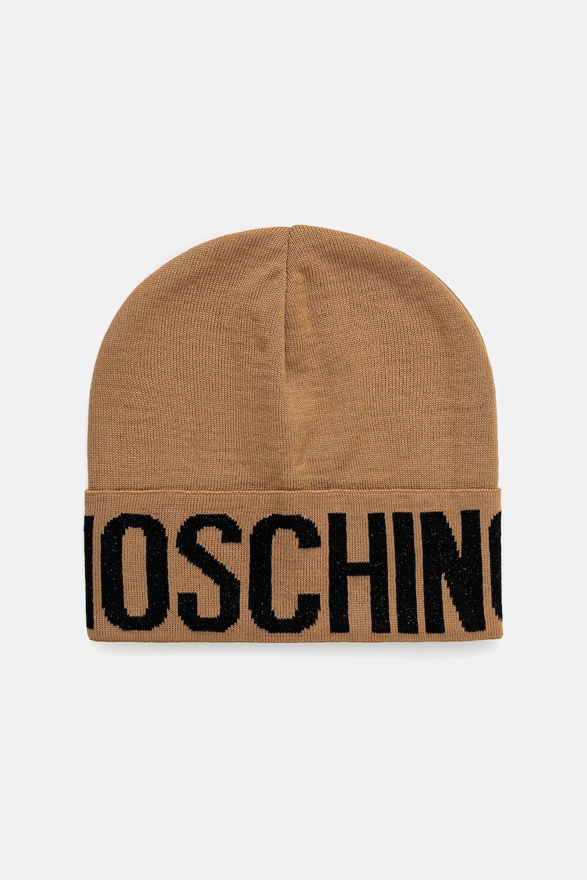 Moschino căciulă de lână culoarea maro, M3349 65457 Moschino căciulă de lână culoarea maro, M3349 65457
