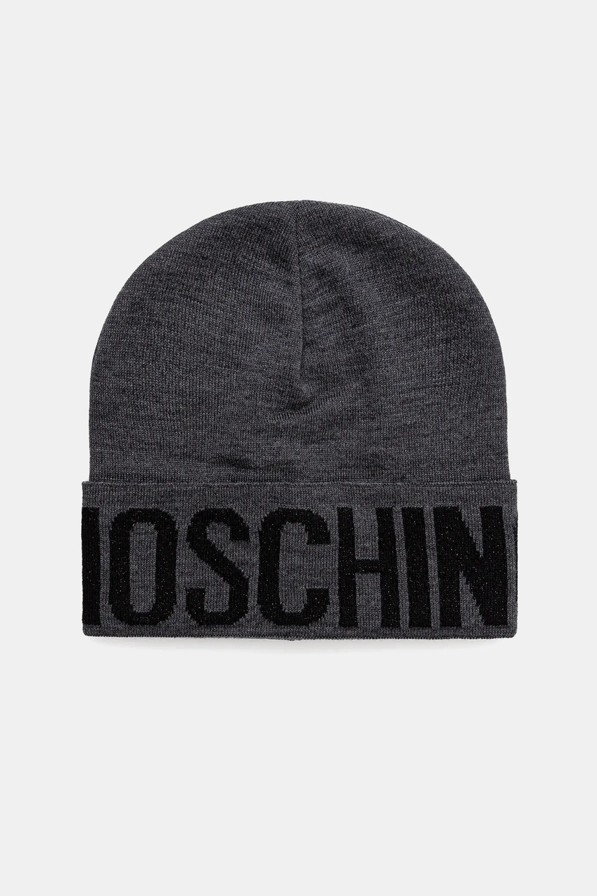 Levně Čepice s vlnou Moschino šedá barva, M3349 65457