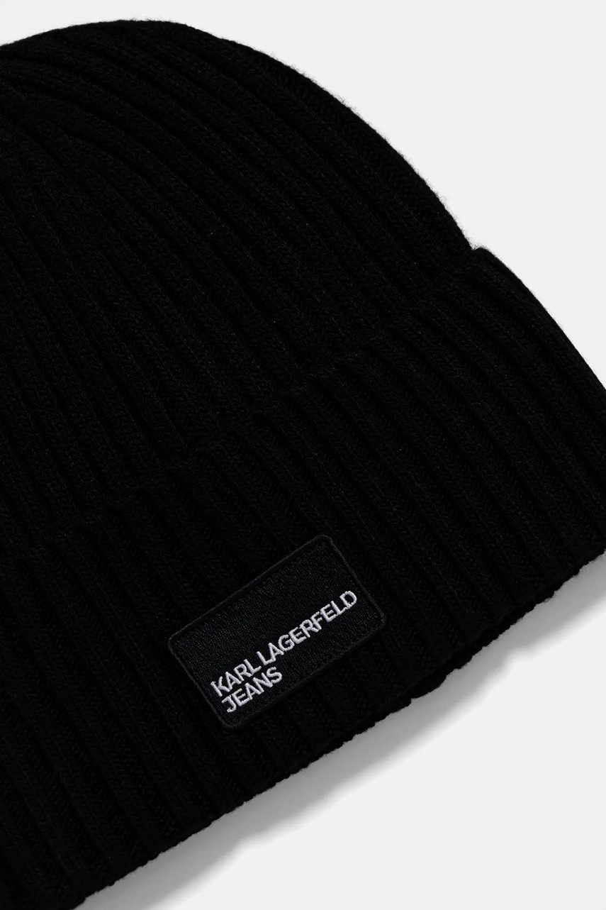 Σκούφος και κασκόλ από μείγμα μαλλιού Karl Lagerfeld Jeans χρώμα: μαύρο, A4W34000 φωτογραφία