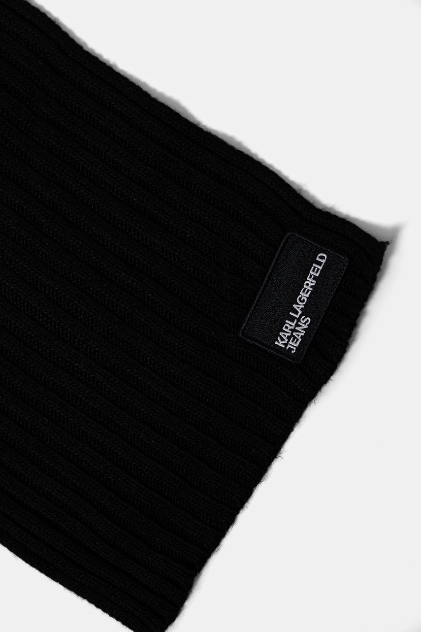Σκούφος και κασκόλ από μείγμα μαλλιού Karl Lagerfeld Jeans χρώμα: μαύρο, A4W34000 φωτογραφία
