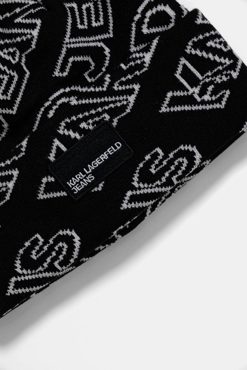 Σκούφος και κασκόλ Karl Lagerfeld Jeans χρώμα: μαύρο, A4W33074 φωτογραφία