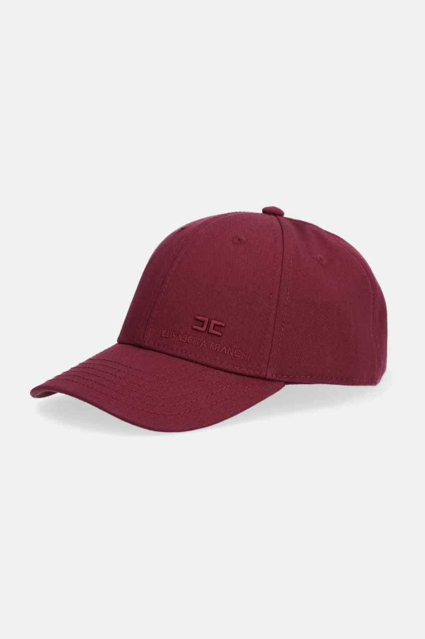 Elisabetta Franchi șapcă de baseball din bumbac culoarea bordo, CL18F57E2