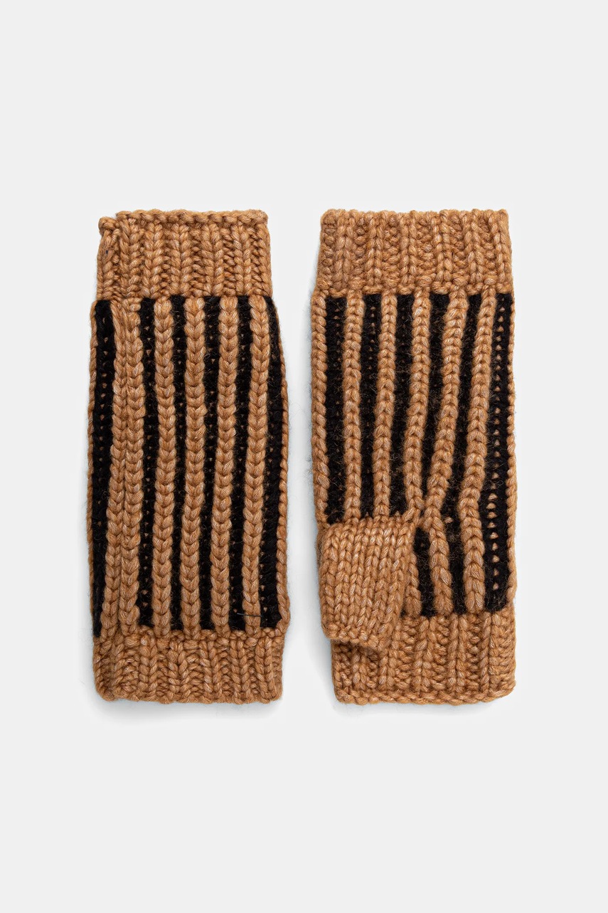 Μάλλινος σκούφος και γάντια UGG CHUNKY χρώμα: καφέ, 103605 φωτογραφία