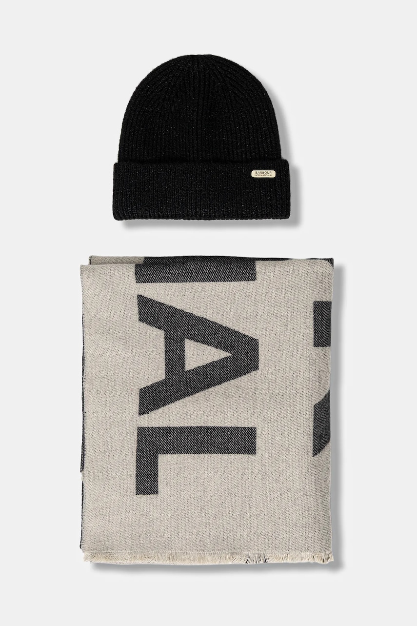 Barbour palarie si esarfa culoarea negru, LGS0099