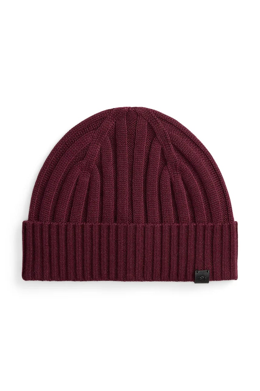 Levně Čepice s příměsí vlny Lauren Ralph Lauren vínová barva, 454P04462