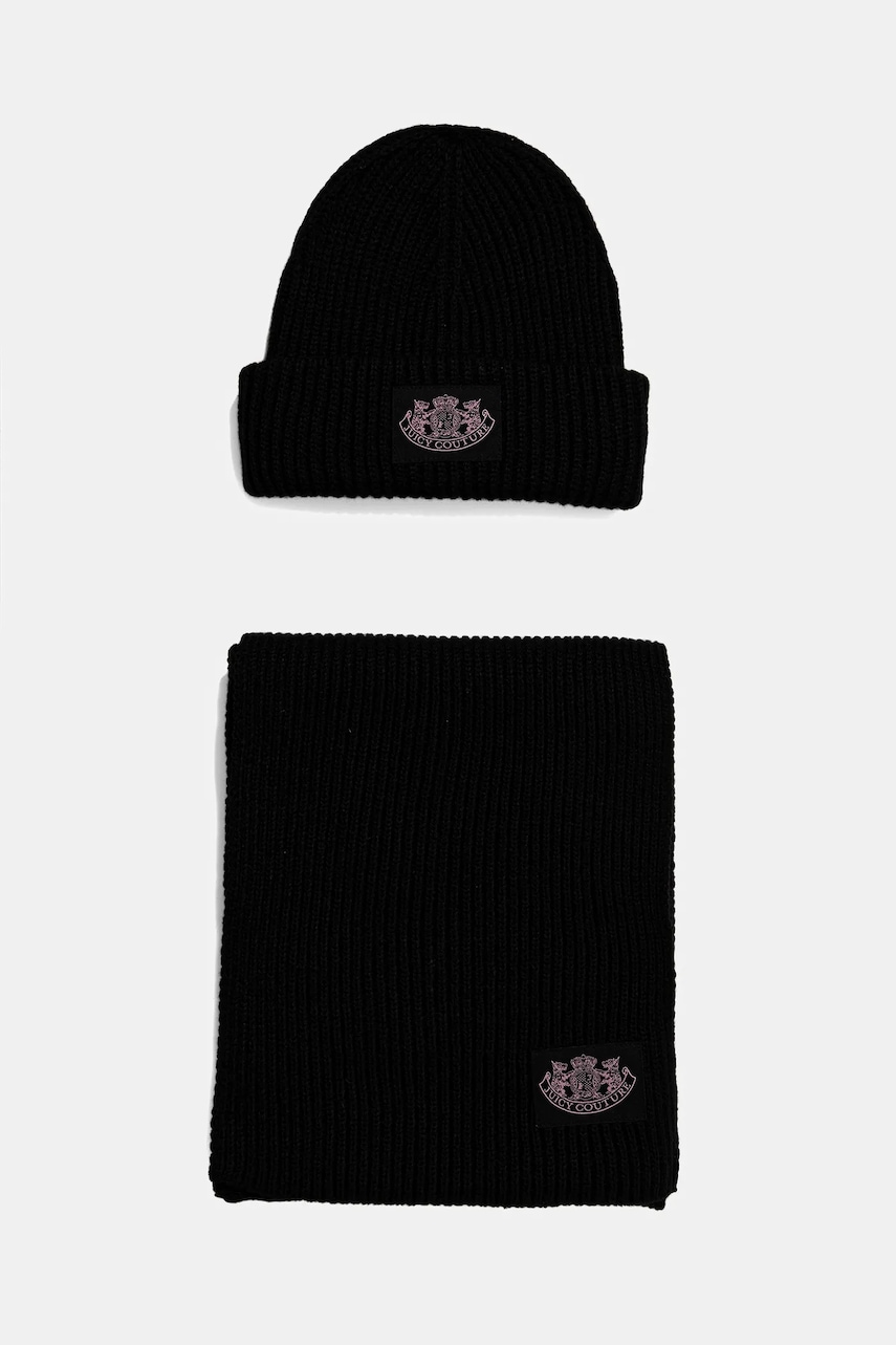 Juicy Couture pălărie și eșarfă din lână culoarea negru, JCAWH225715