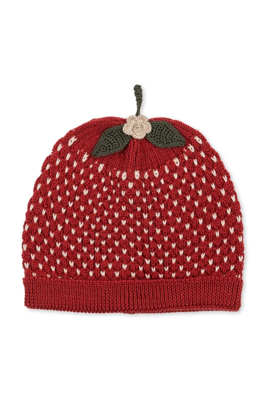 Levně Dětská vlněná čepice Konges Sløjd STRAWBERRY BEANIE červená barva, KS104000