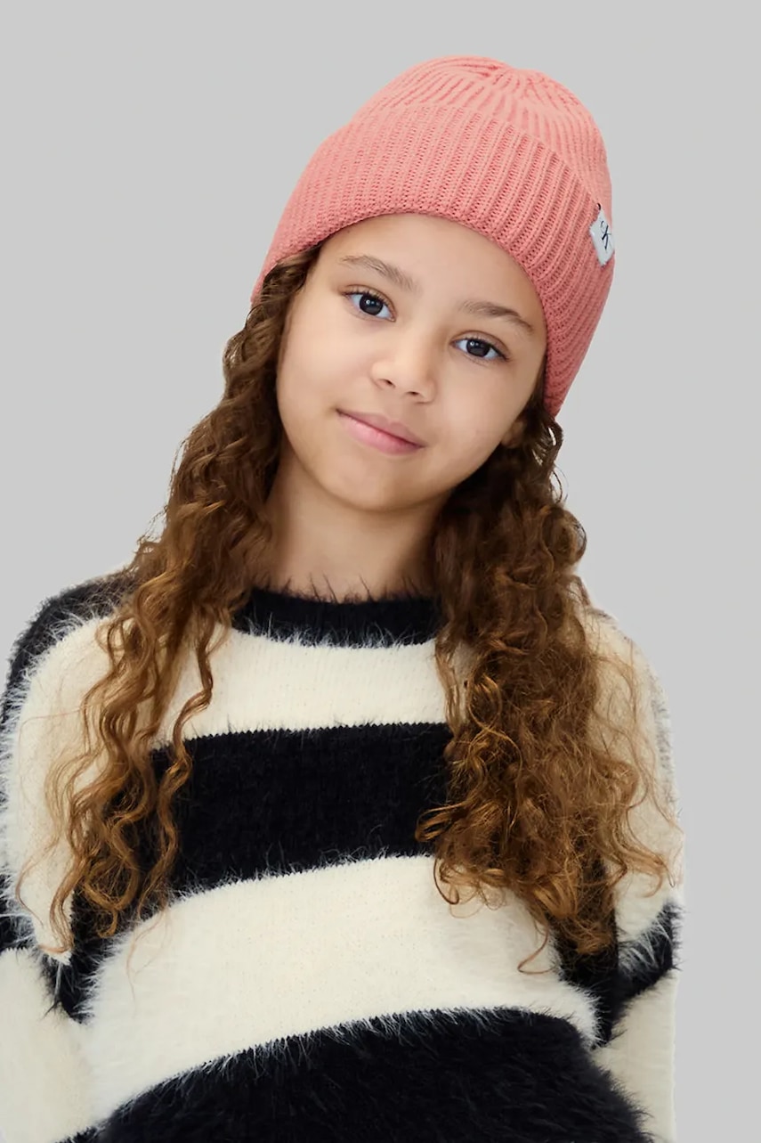 Levně Dětská čepice Calvin Klein Jeans růžová barva, IU0IU00440