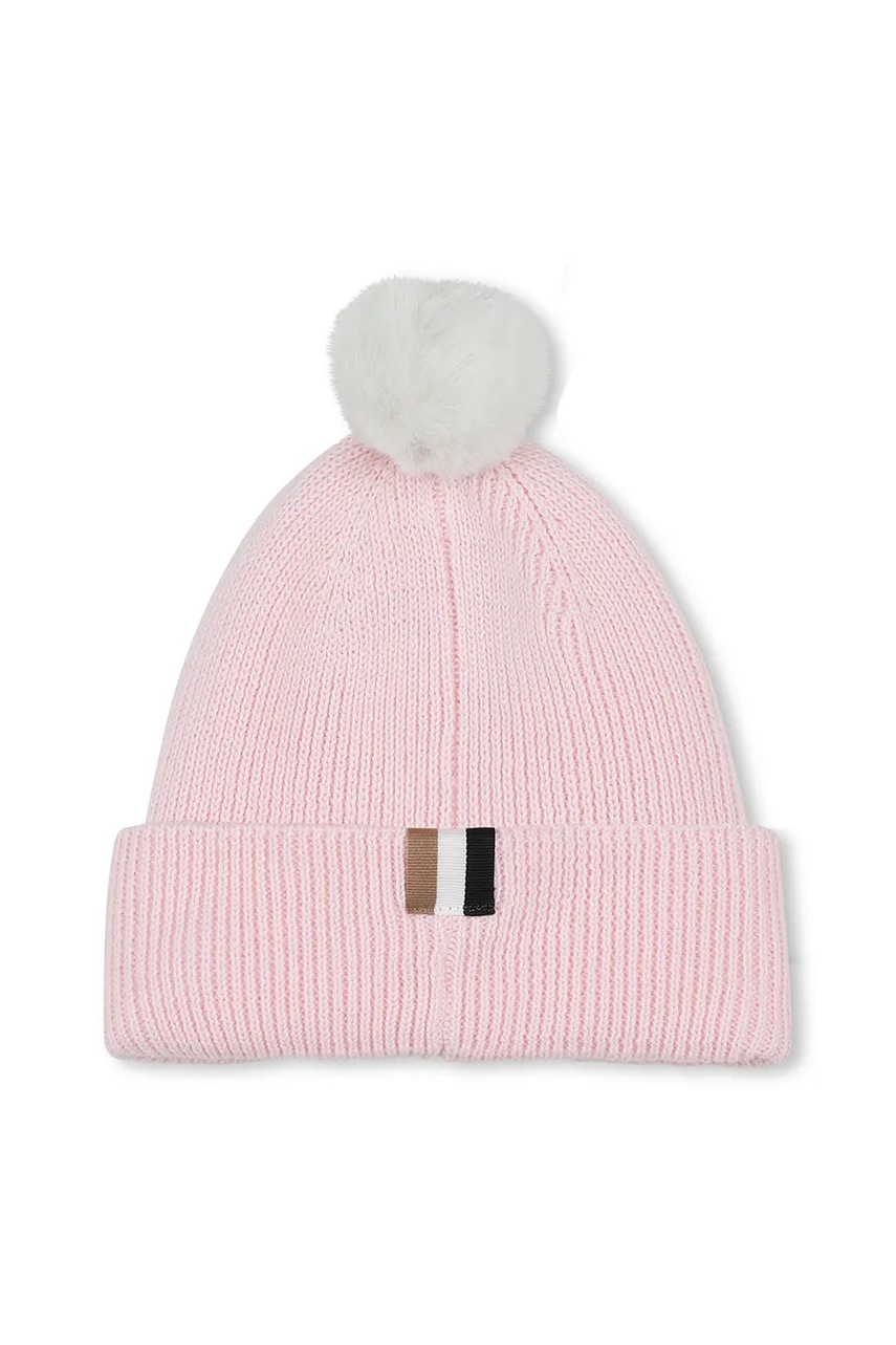 Детская хлопковая шапка BOSS цвет розовый  J52718