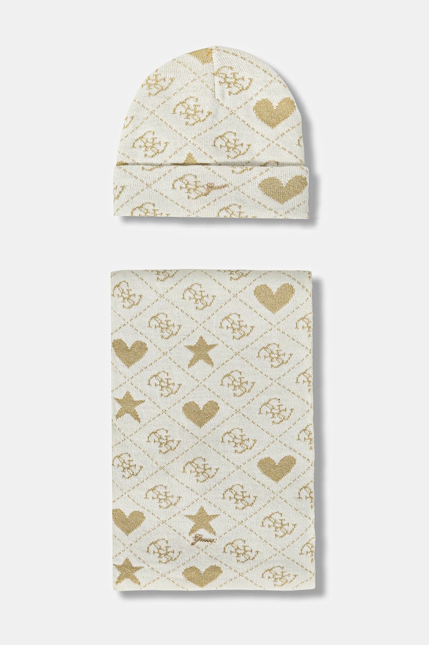 

Детска шапка и шал Guess (2 броя), Бежов