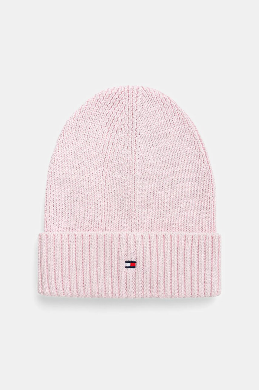 Levně Dětská bavlněná čepice Tommy Hilfiger růžová barva, AU0AU01526