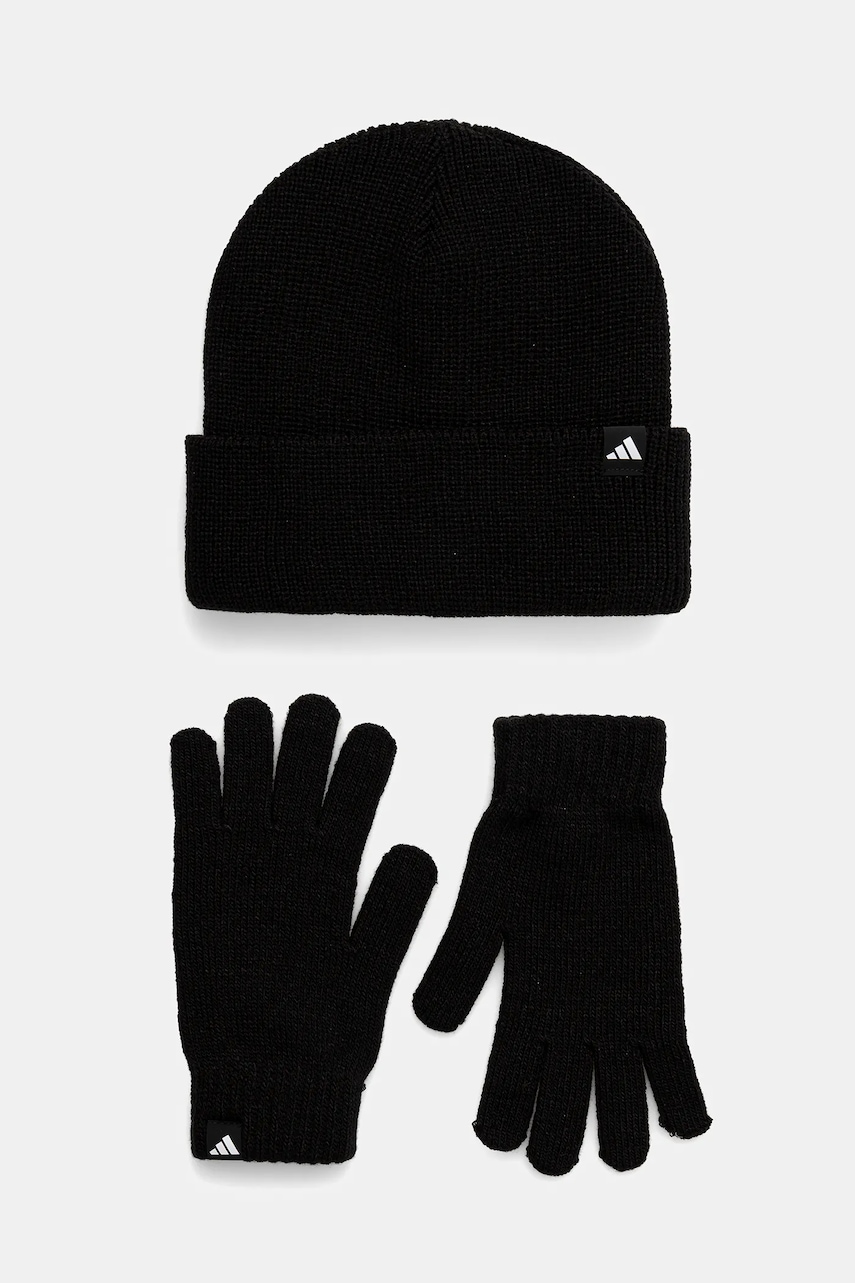 Levně Čepice a dětské rukavice adidas Performance 2-pack černá barva, JP2783