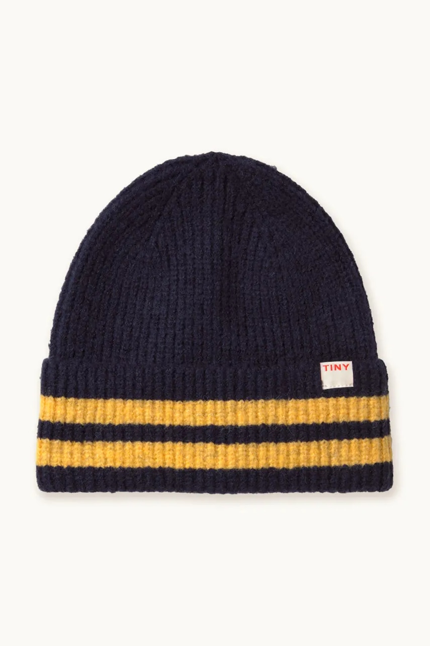 Levně Čepice Tinycottons STRIPES BEANIE tmavomodrá barva, AW25-110