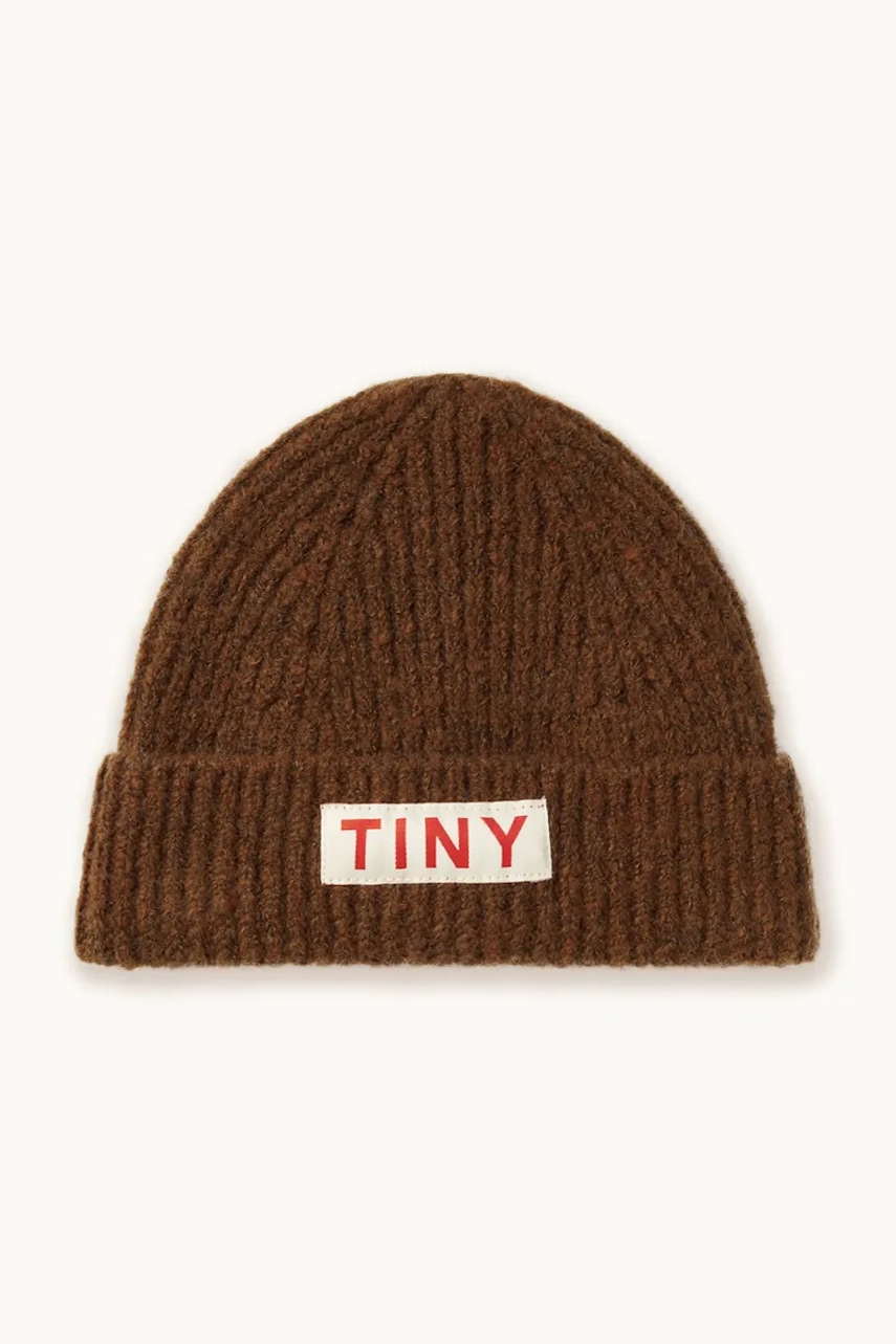 Levně Dětská čepice Tinycottons SOLID BEANIE hnědá barva, AW25-125