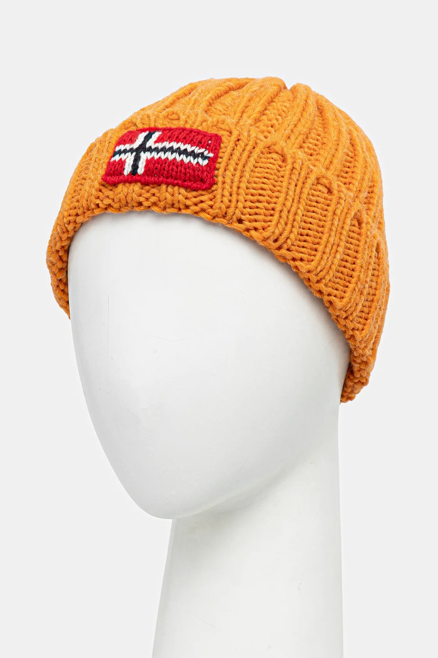Дитяча шапка з домішкою вовни Napapijri SEMIURY колір помаранчевий NP0A4GMHA681 Дитяча шапка з домішкою вовни Napapijri SEMIURY колір помаранчевий NP0A4GMHA681