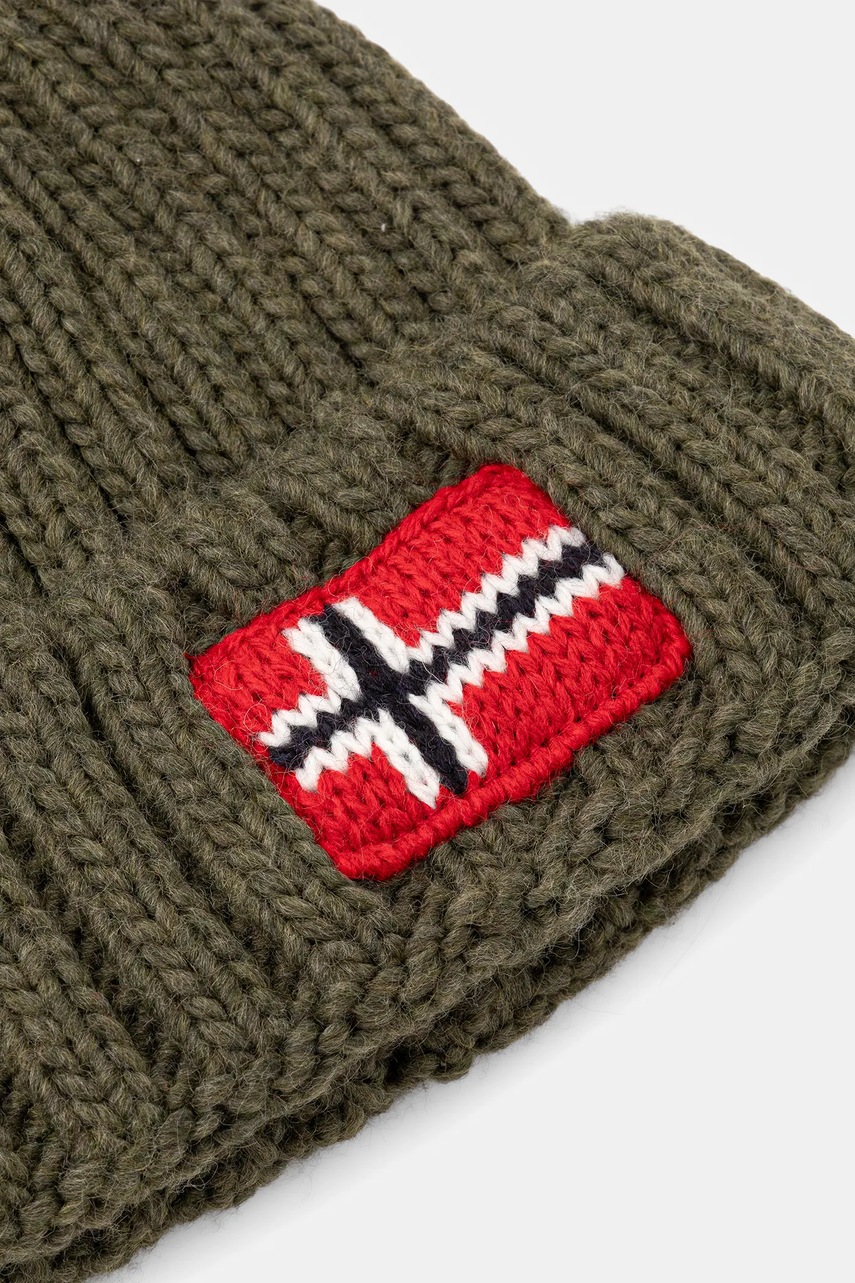 Дитяча шапка з домішкою вовни Napapijri SEMIURY колір зелений NP0A4GMHG0A1