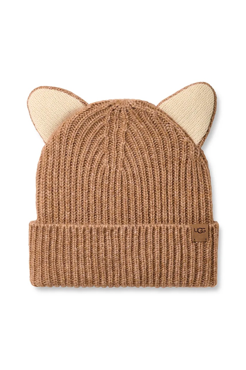 UGG căciulă din lână pentru copii CHUNKY CAT BEANIE culoarea maro, 103088