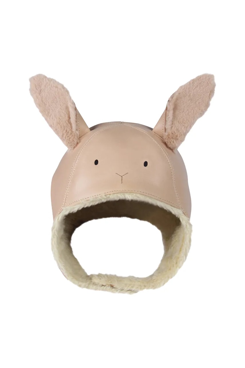 Levně Dětská kožená čepice Donsje Kapi Exclusive Hat Fluffy Bunny růžová barva, 6020108