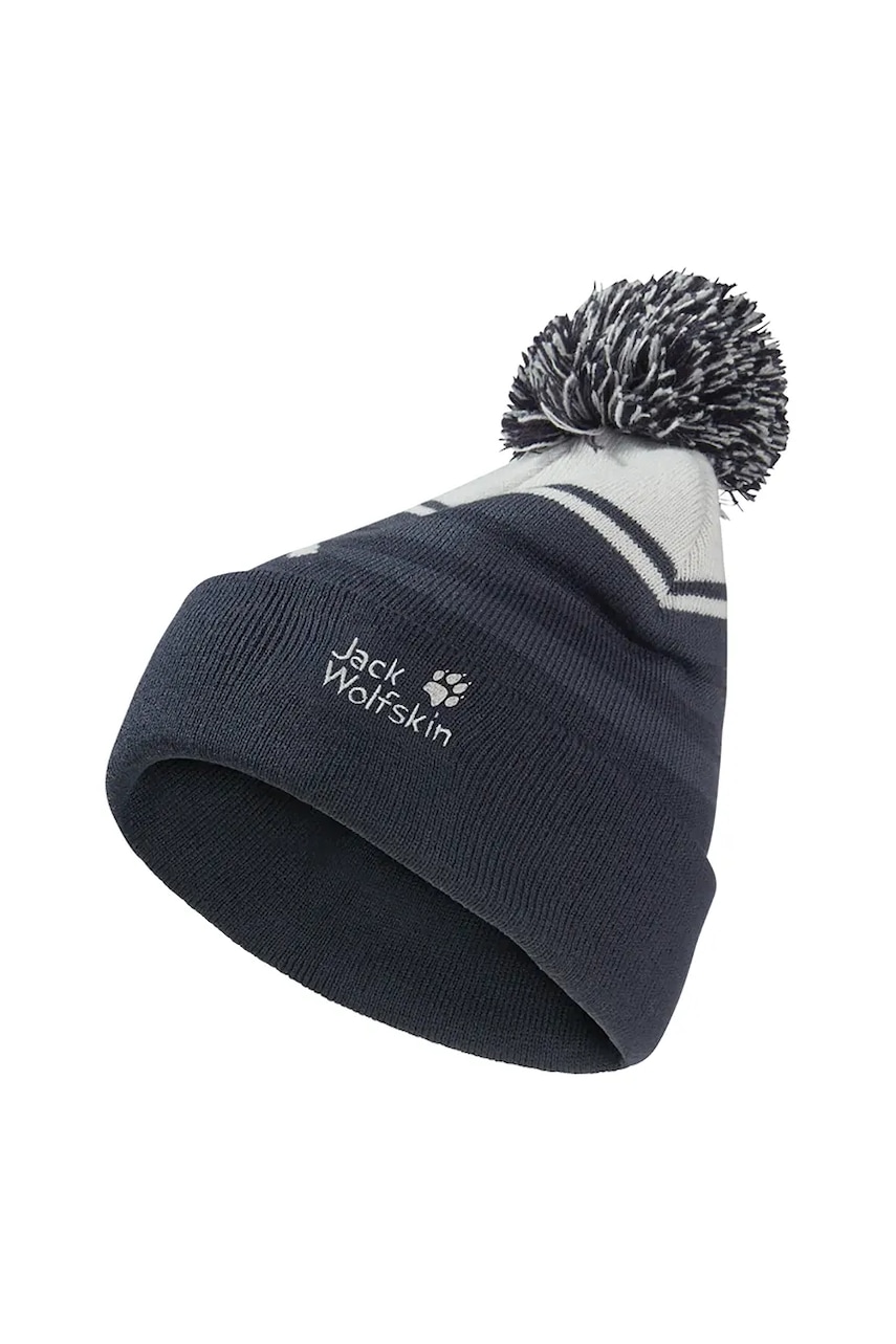 Jack Wolfskin căciulă copii STRIPY POMPOM BEANIE K culoarea bleumarin, A65252