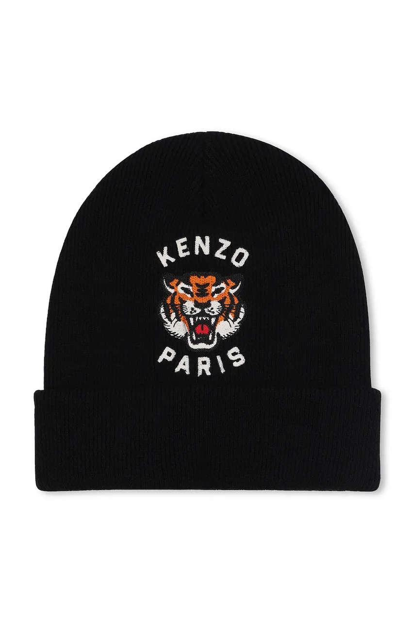 Levně Čepice s příměsí kašmíru pro děti Kenzo Kids černá barva, K61216