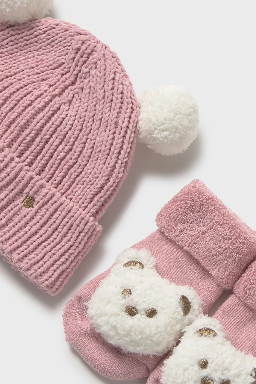 Шапочка и носки для младенцев Mayoral Newborn цвет розовый 9933