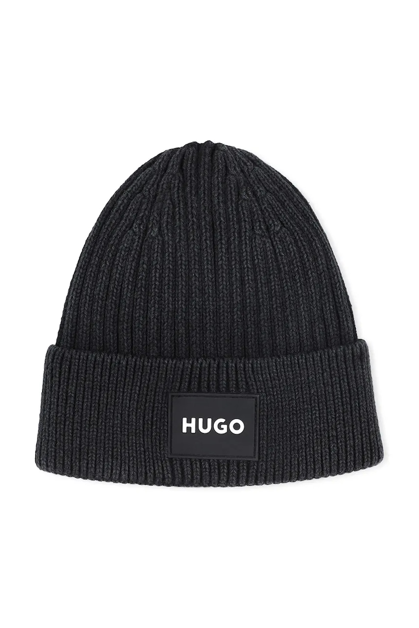 Levně Dětská bavlněná čepice HUGO černá barva, G00563