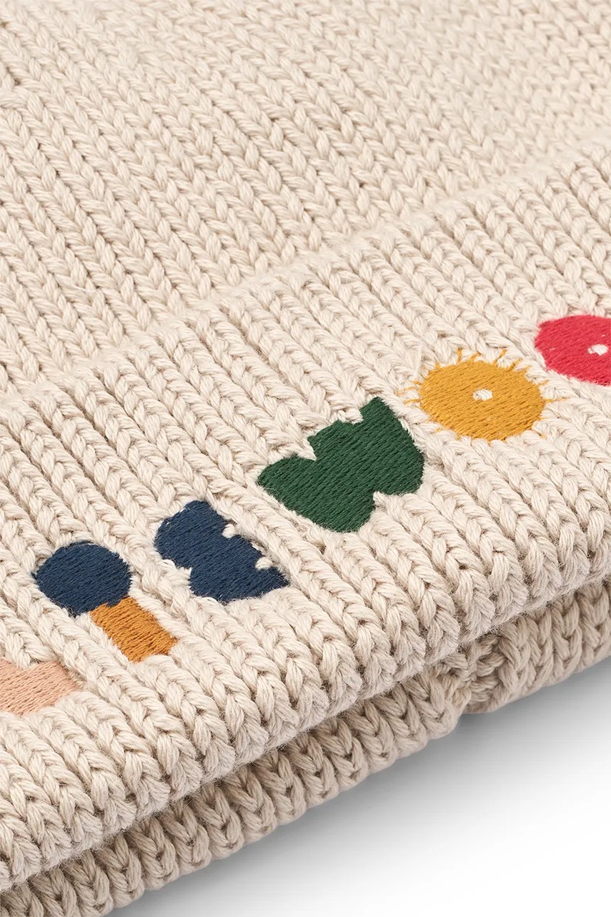 Детская хлопковая шапка Liewood Ezra Beanie цвет бежевый LW20106