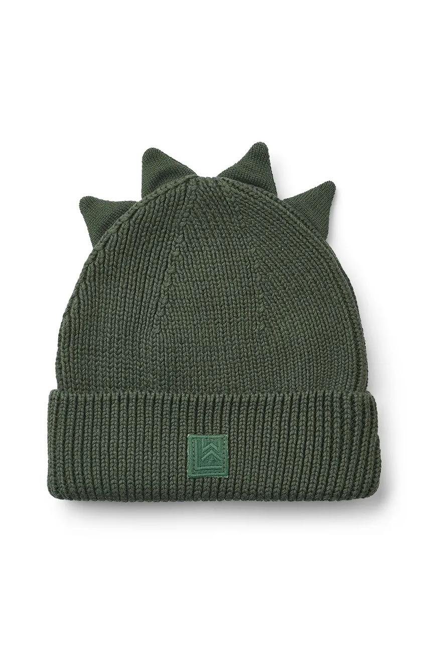 Levně Dětská bavlněná čepice Liewood Gina Dino Beanie zelená barva, LW20197