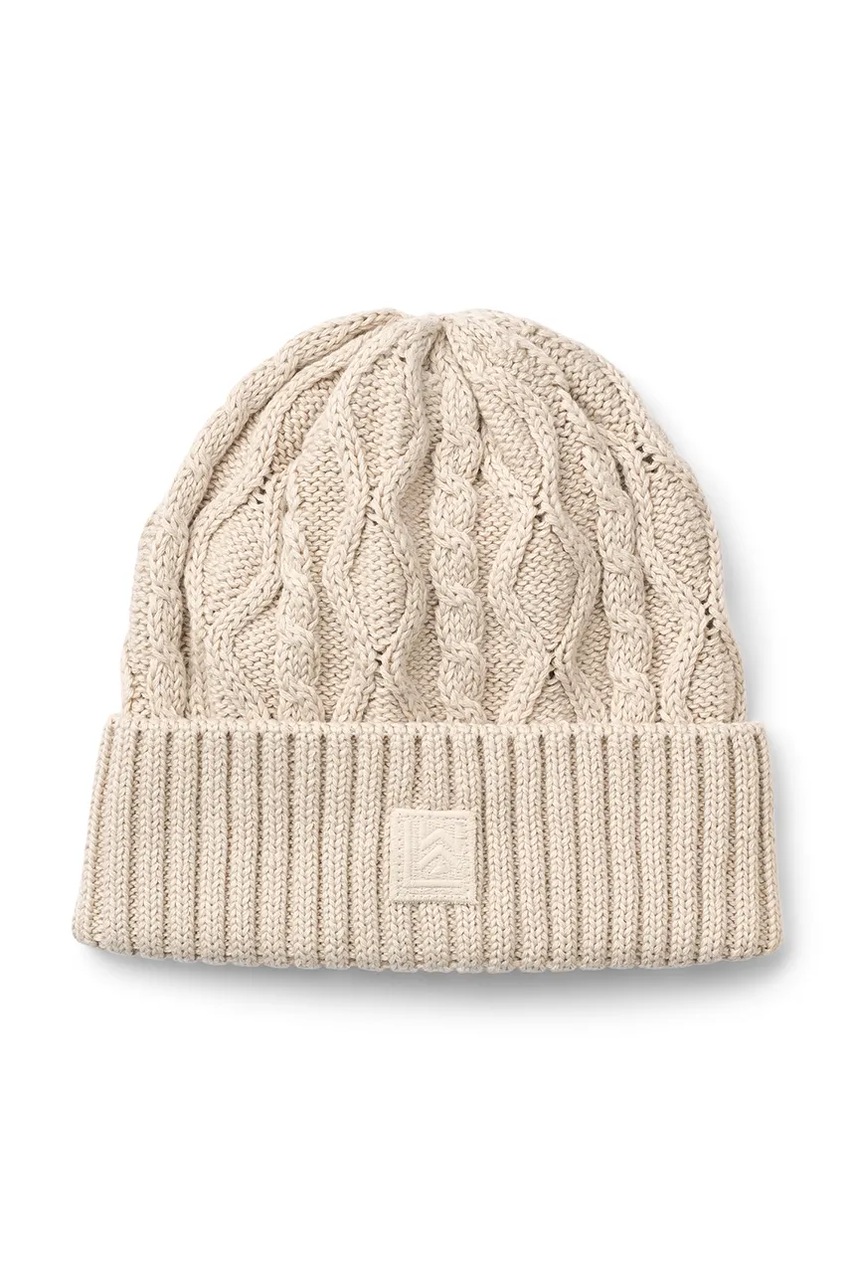 Детская хлопковая шапка Liewood Ezra Beanie w. Cables цвет бежевый LW20202 Детская хлопковая шапка Liewood Ezra Beanie w. Cables цвет бежевый LW20202