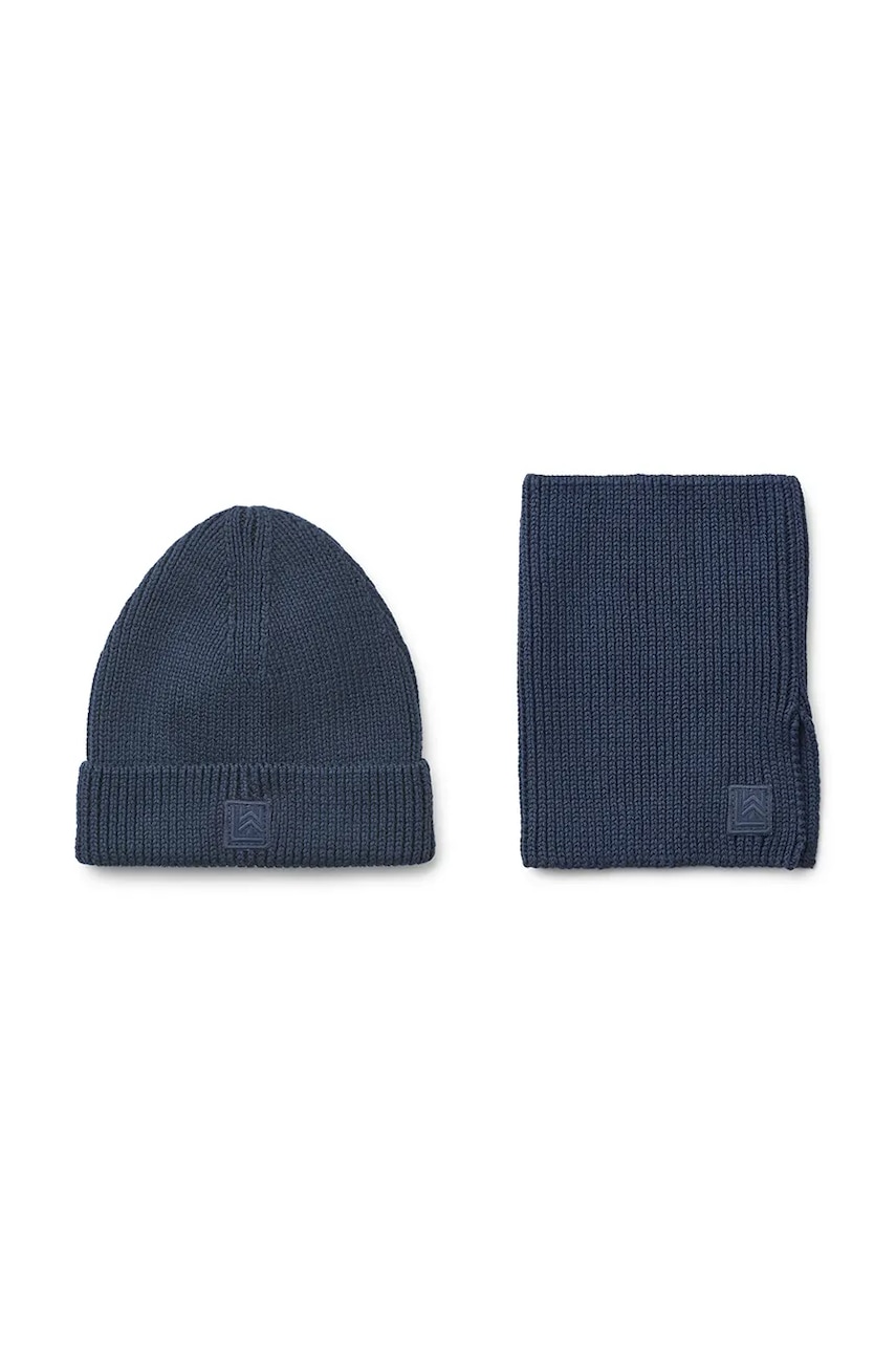 Levně Dětská čepice a nákrčník z bavlny Liewood Lina Gift Set tmavomodrá barva, LW20384