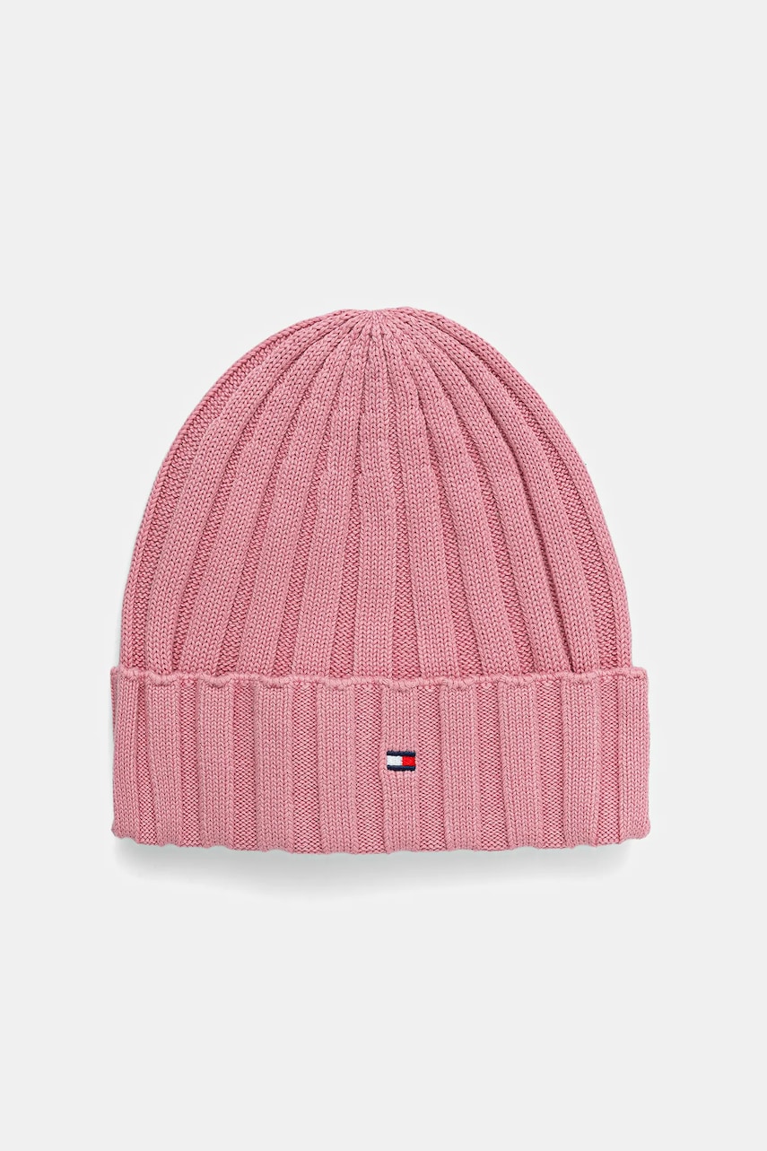 Levně Dětská bavlněná čepice Tommy Hilfiger růžová barva, AU0AU02004