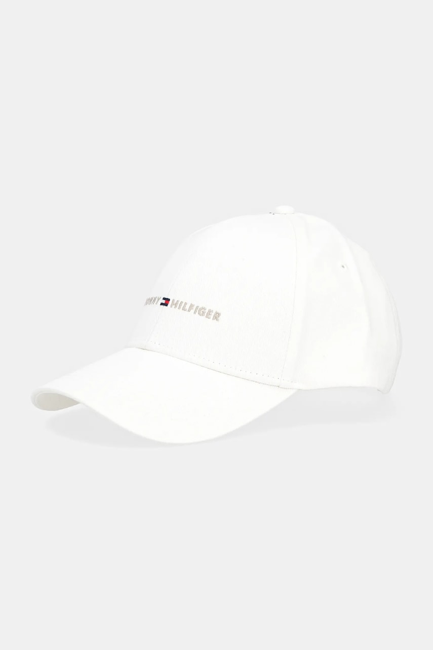 Levně Bavlněná baseballová čepice Tommy Hilfiger béžová barva, hladká, AM0AM13431