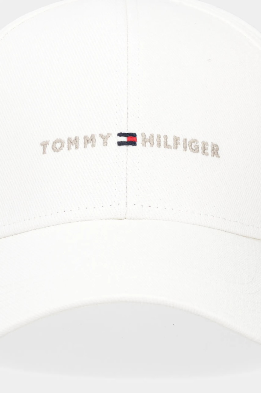 Хлопковая кепка Tommy Hilfiger цвет бежевый однотонная AM0AM13431 Хлопковая кепка Tommy Hilfiger цвет бежевый однотонная AM0AM13431