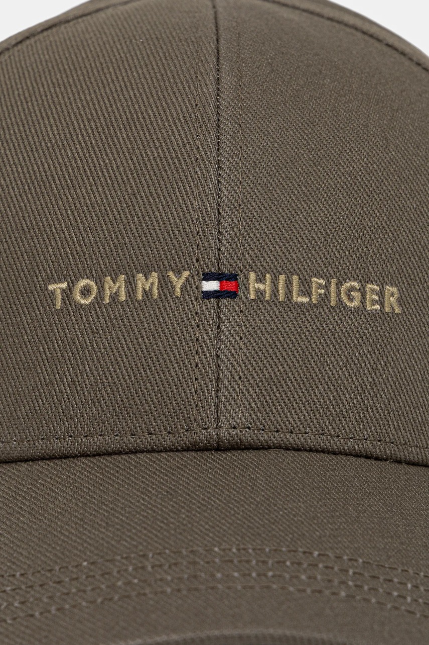 Хлопковая кепка Tommy Hilfiger цвет зелёный однотонная AM0AM13431