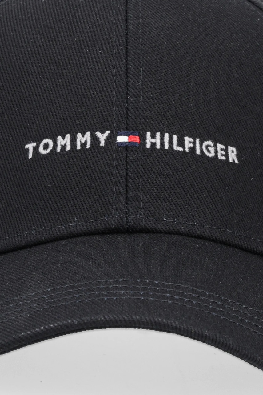 Хлопковая кепка Tommy Hilfiger цвет чёрный однотонная AM0AM13431 Хлопковая кепка Tommy Hilfiger цвет чёрный однотонная AM0AM13431