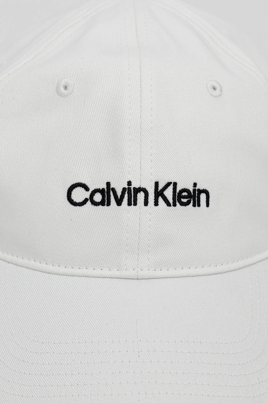 Хлопковая кепка Calvin Klein цвет белый с аппликацией LV04D5003G