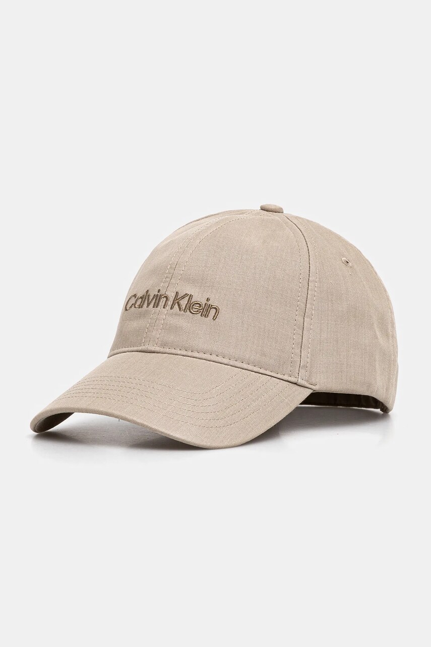 Levně Kšiltovka Calvin Klein béžová barva, s aplikací, LV04D5024G