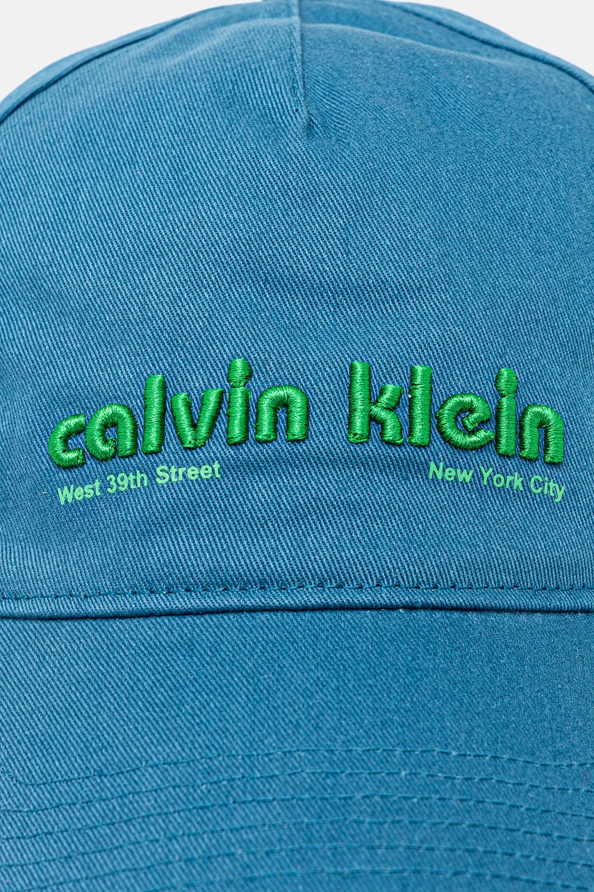 Хлопковая кепка Calvin Klein цвет бирюзовый с аппликацией LV04G5061G