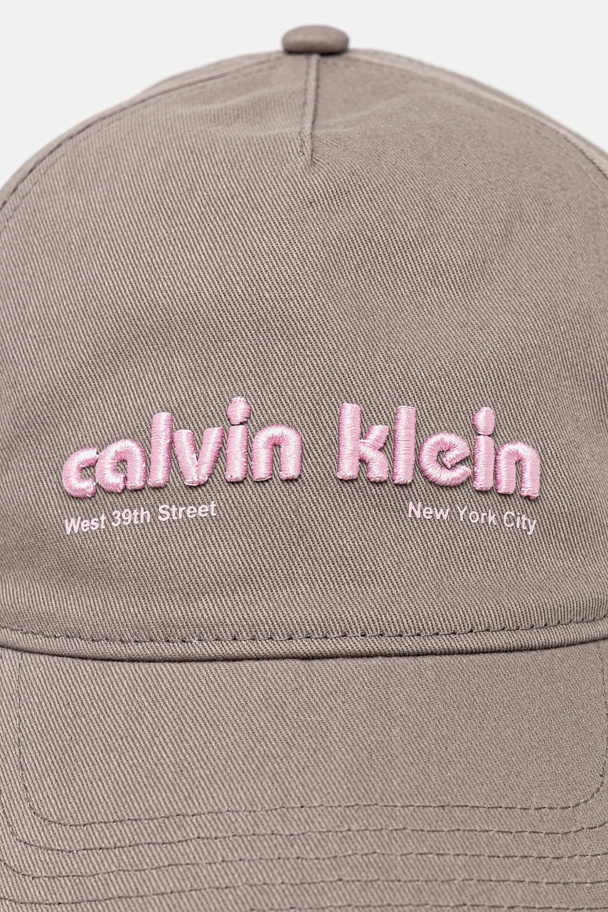 Хлопковая кепка Calvin Klein цвет серый с аппликацией LV04G5061G