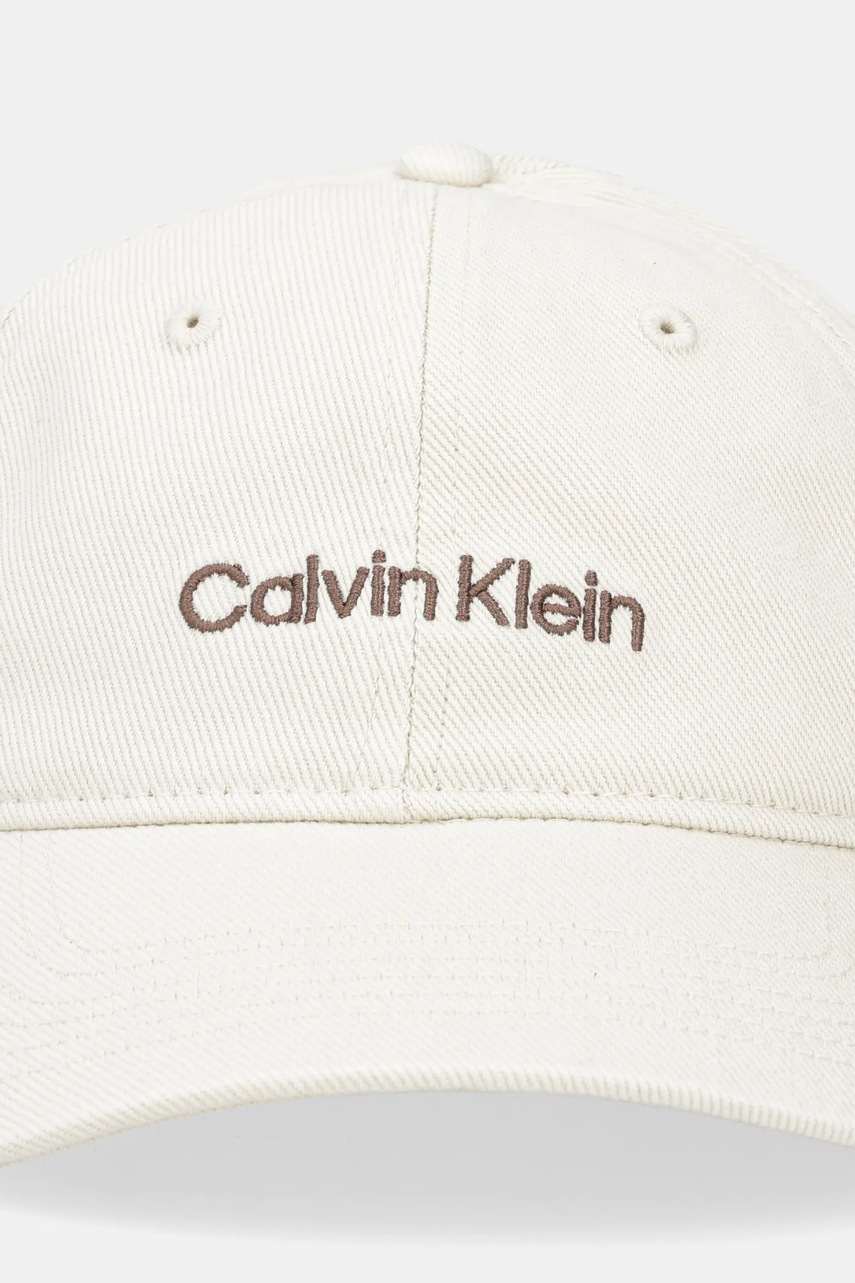 Хлопковая кепка Calvin Klein цвет бежевый с аппликацией LV04G5068G