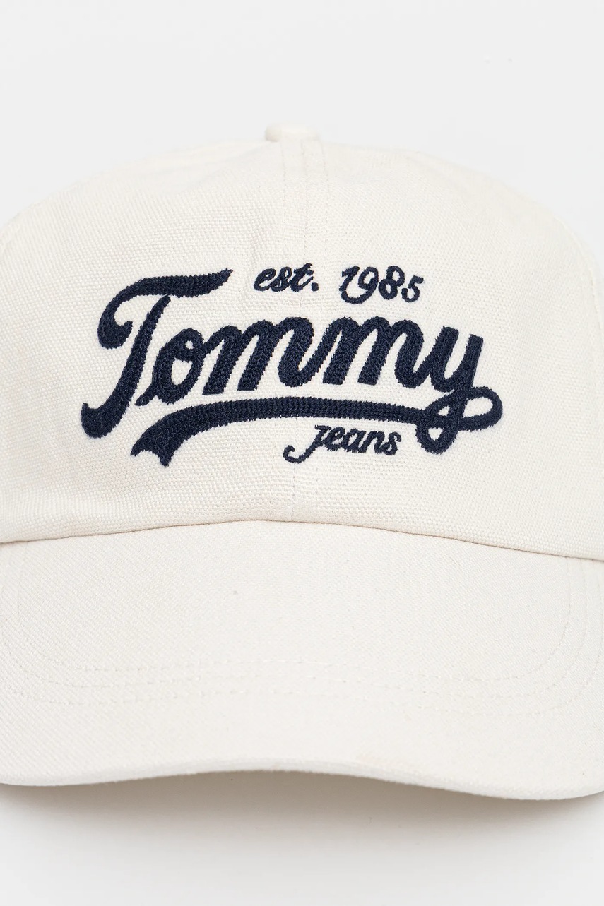 Хлопковая кепка Tommy Jeans цвет белый AM0AM13550 Хлопковая кепка Tommy Jeans цвет белый AM0AM13550