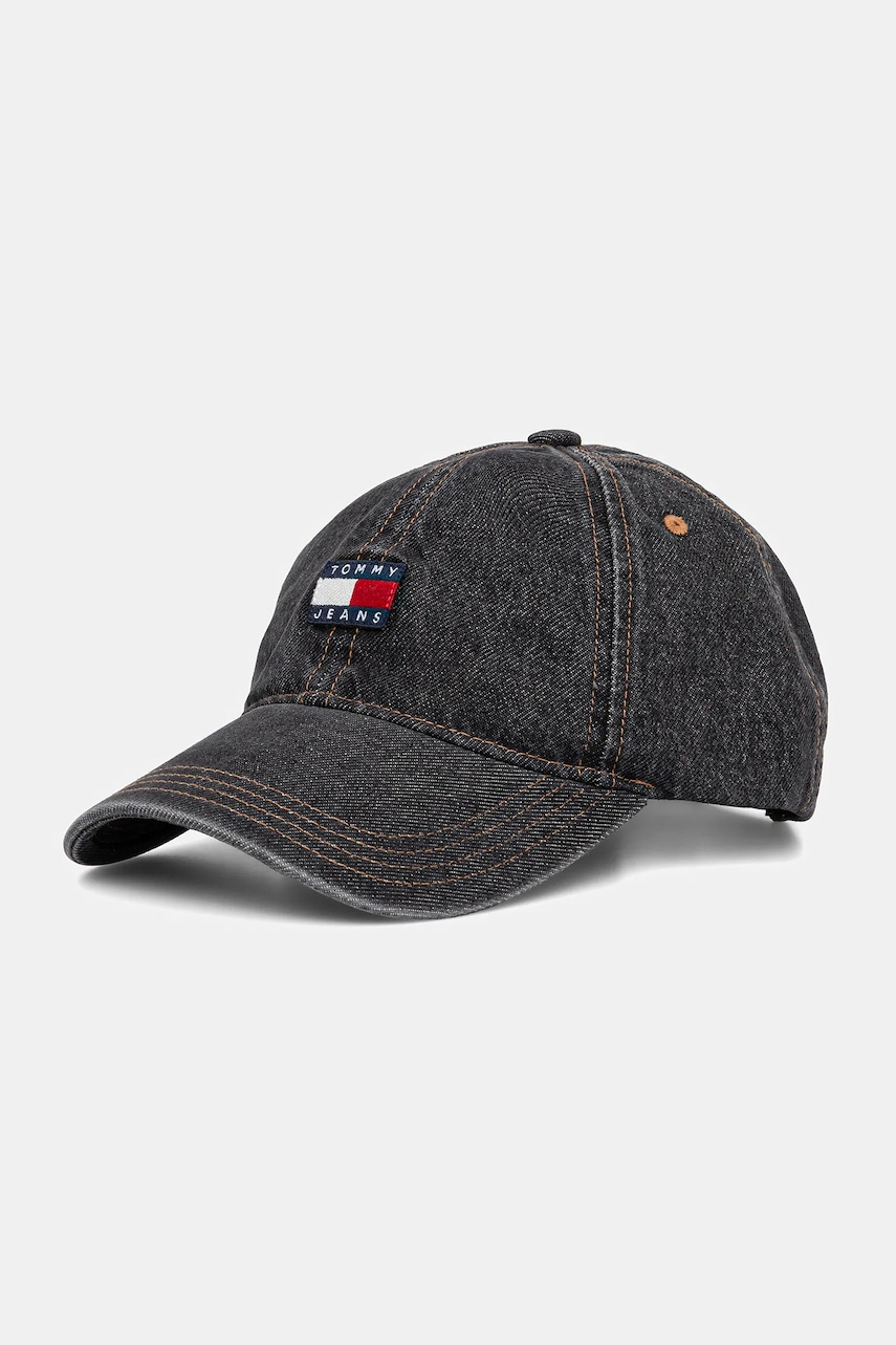 Levně Džínová baseballová čepice Tommy Jeans černá barva, AM0AM13567