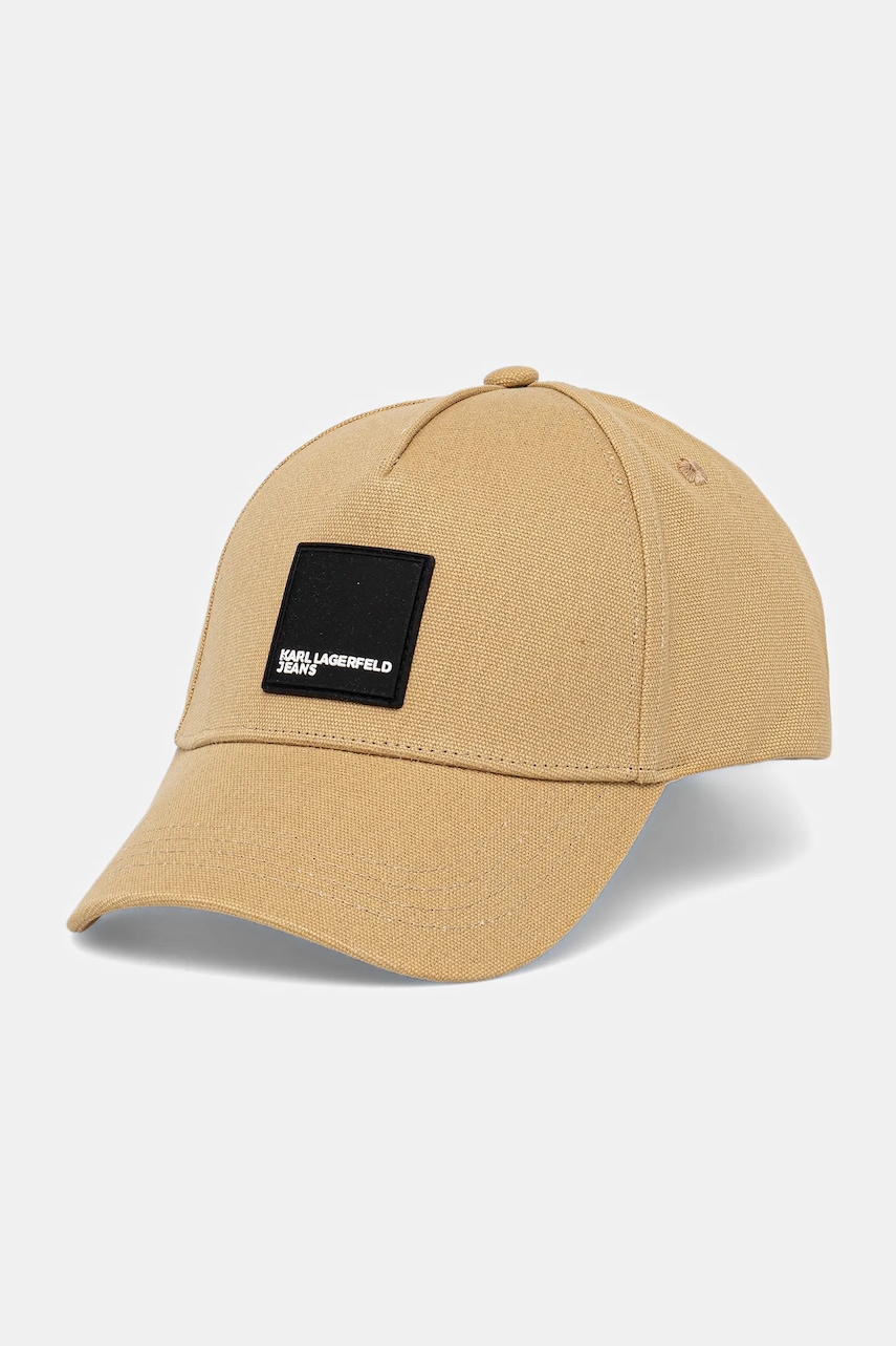 

Памучна шапка с козирка Karl Lagerfeld Jeans в зелено с изчистен дизайн A1M33001, Бежов