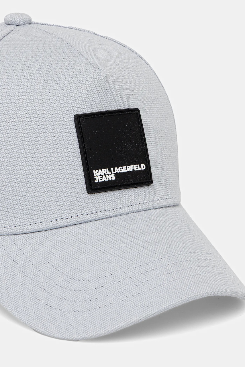 Хлопковая кепка Karl Lagerfeld Jeans цвет серый однотонная A1M33001 Хлопковая кепка Karl Lagerfeld Jeans цвет серый однотонная A1M33001