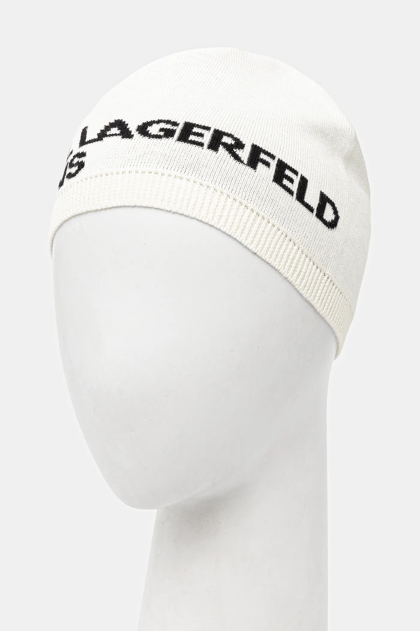 Хлопковая шапка Karl Lagerfeld Jeans цвет бежевый из тонкого трикотажа хлопковое A3M33113