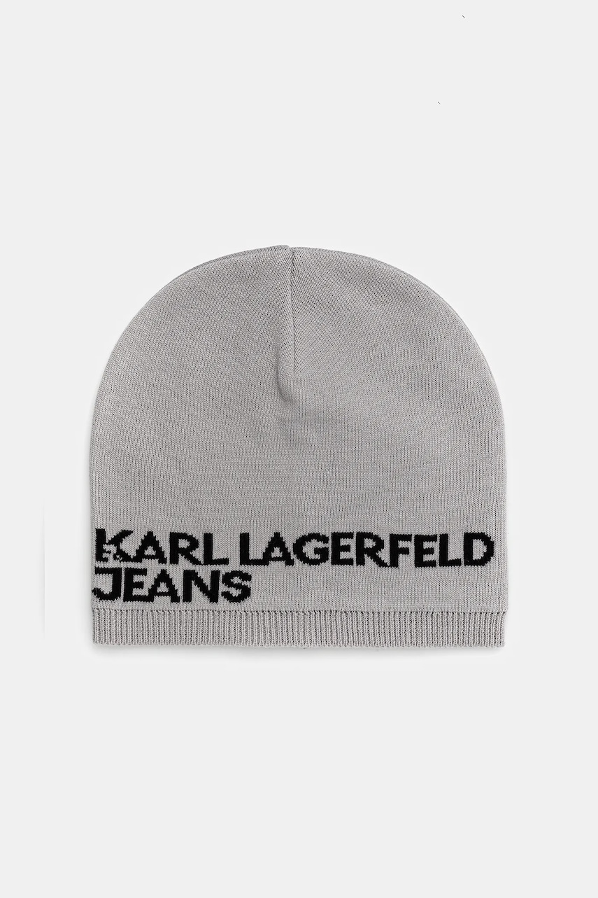Karl Lagerfeld Jeans căciulă din bumbac culoarea gri, bumbac, din tesatura unia, A3M33113