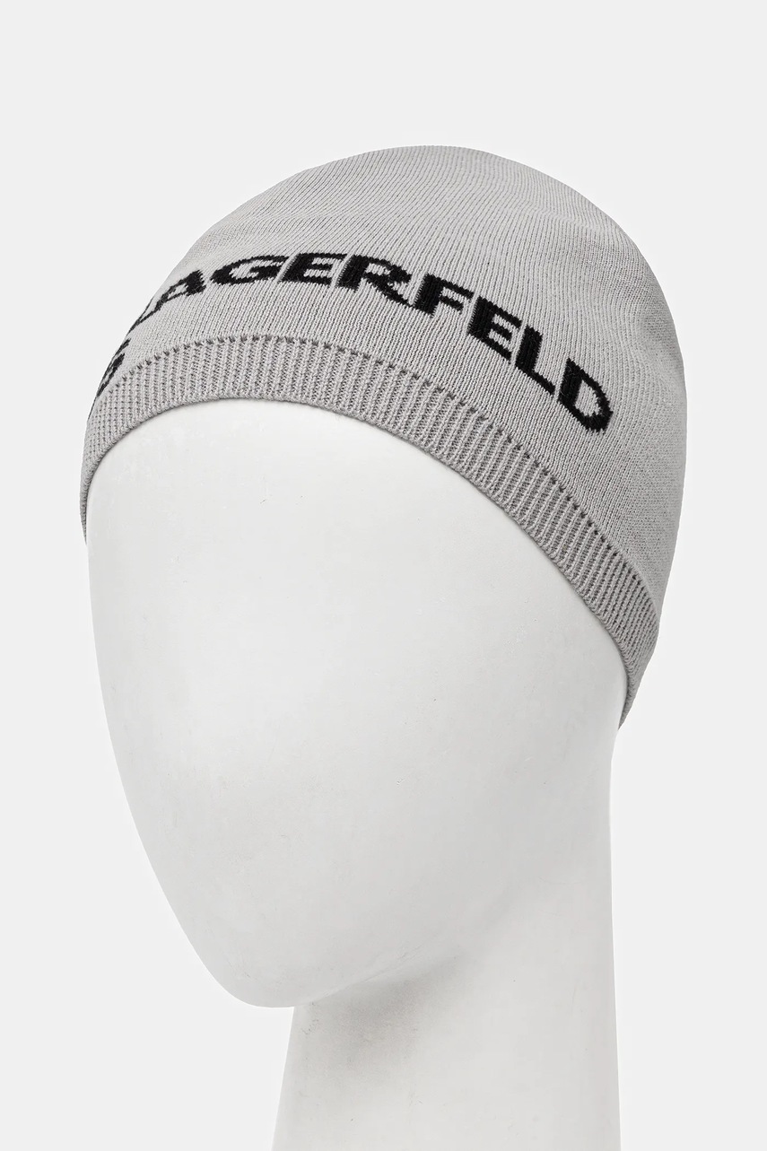 Хлопковая шапка Karl Lagerfeld Jeans цвет серый из тонкого трикотажа хлопковое A3M33113