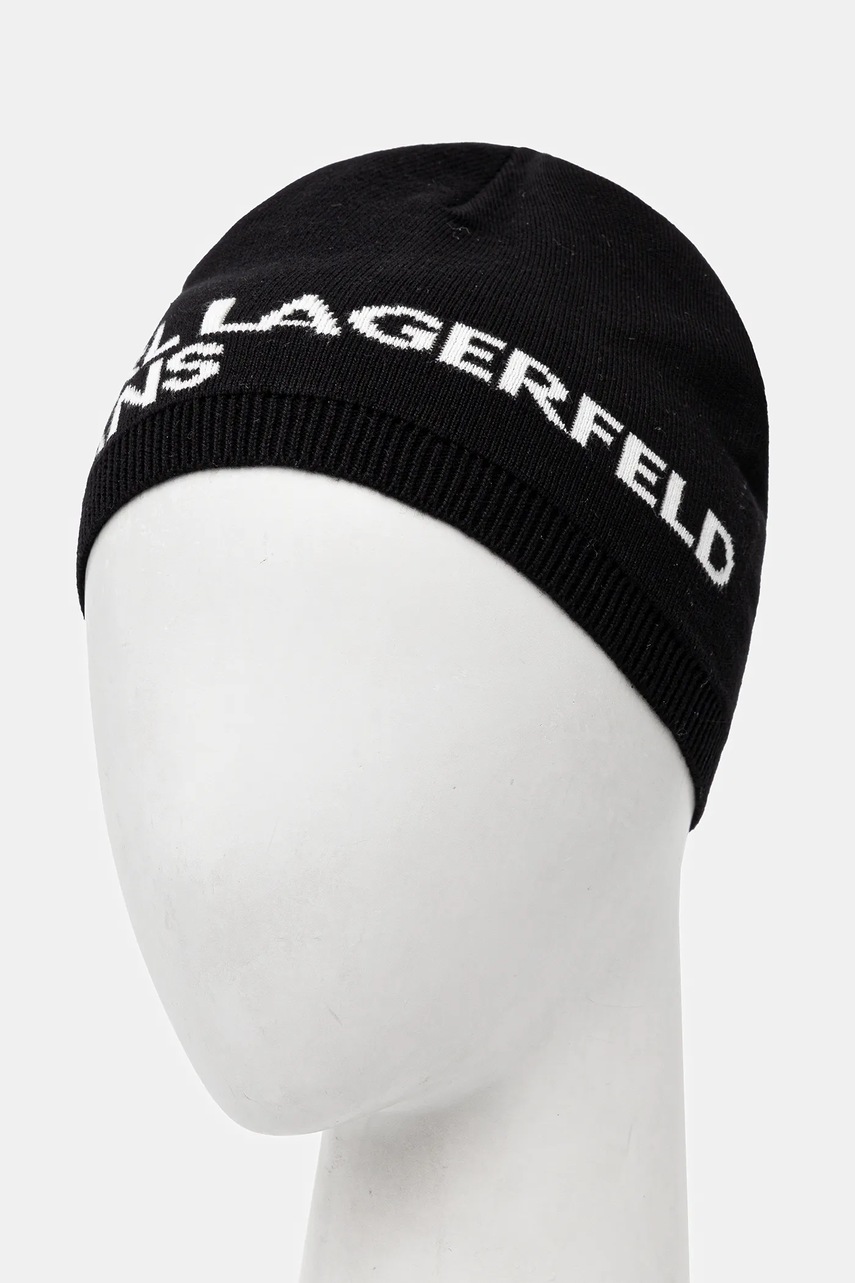 Хлопковая шапка Karl Lagerfeld Jeans цвет чёрный из тонкого трикотажа хлопковое A3M33113