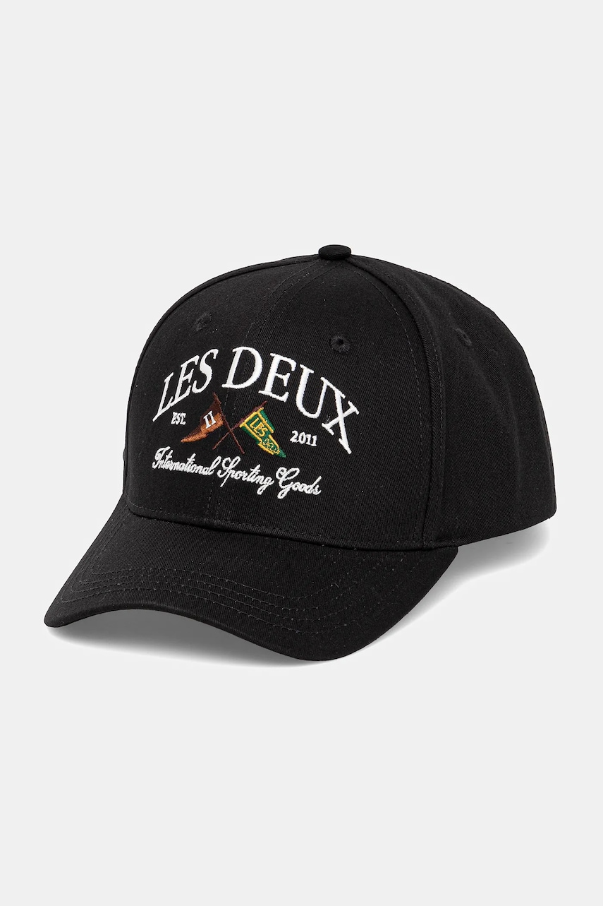 Les Deux sapca de baseball din bumbac culoarea negru, cu imprimeu, 1000271