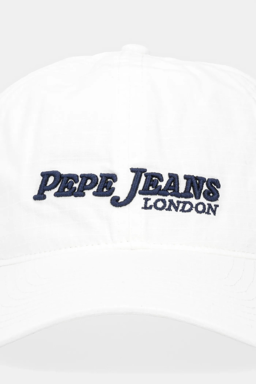 Хлопковая кепка Pepe Jeans цвет белый с аппликацией PM040571